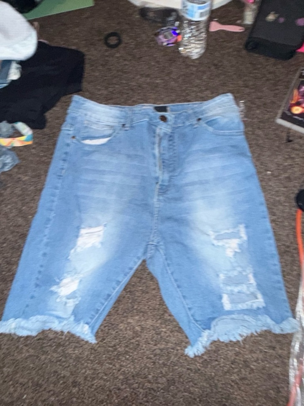 VIP Light Blue Distressed Jean Shorts